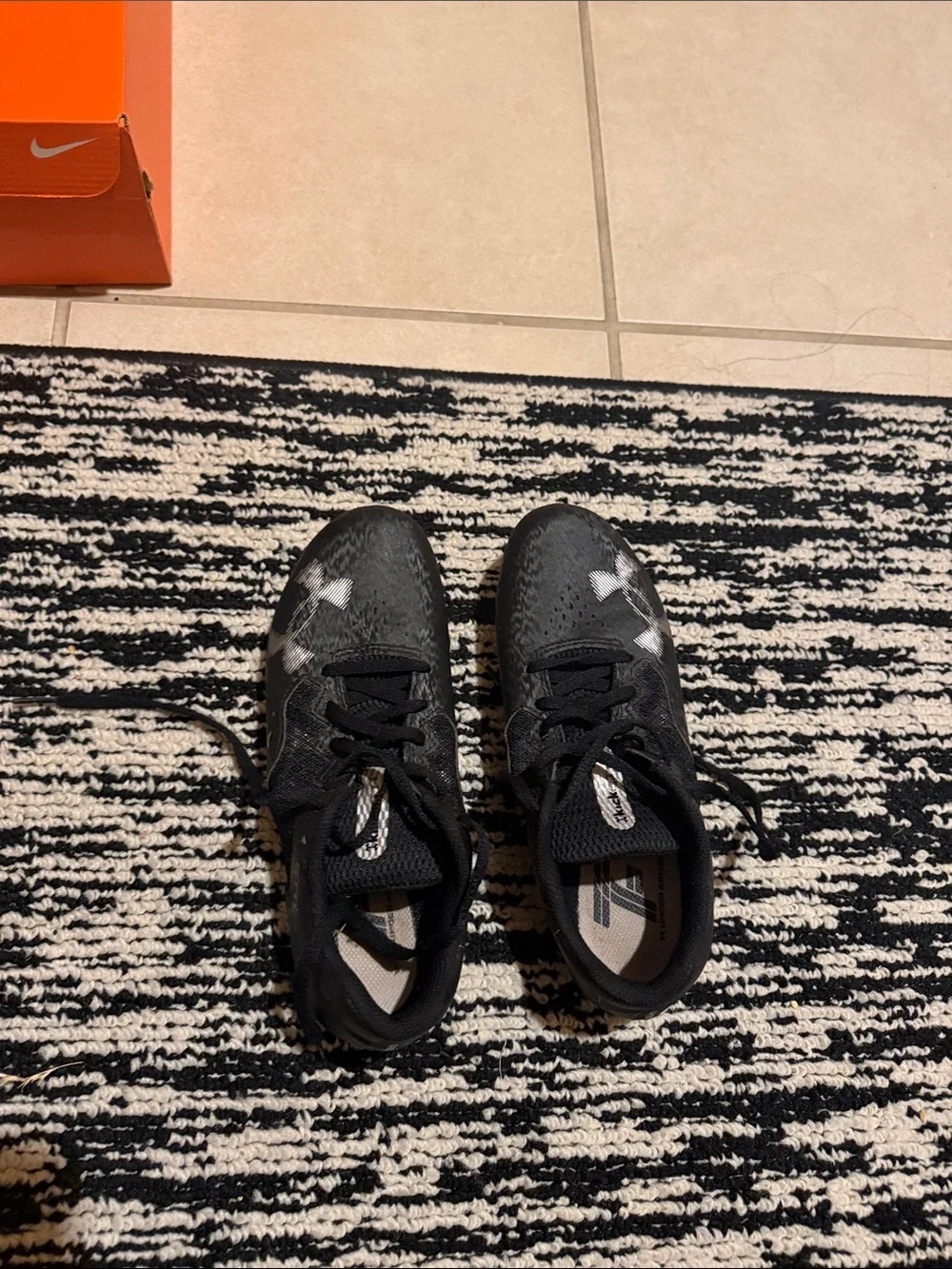 Under Armour Men’s Black Athletic Track Shoes with White Logos